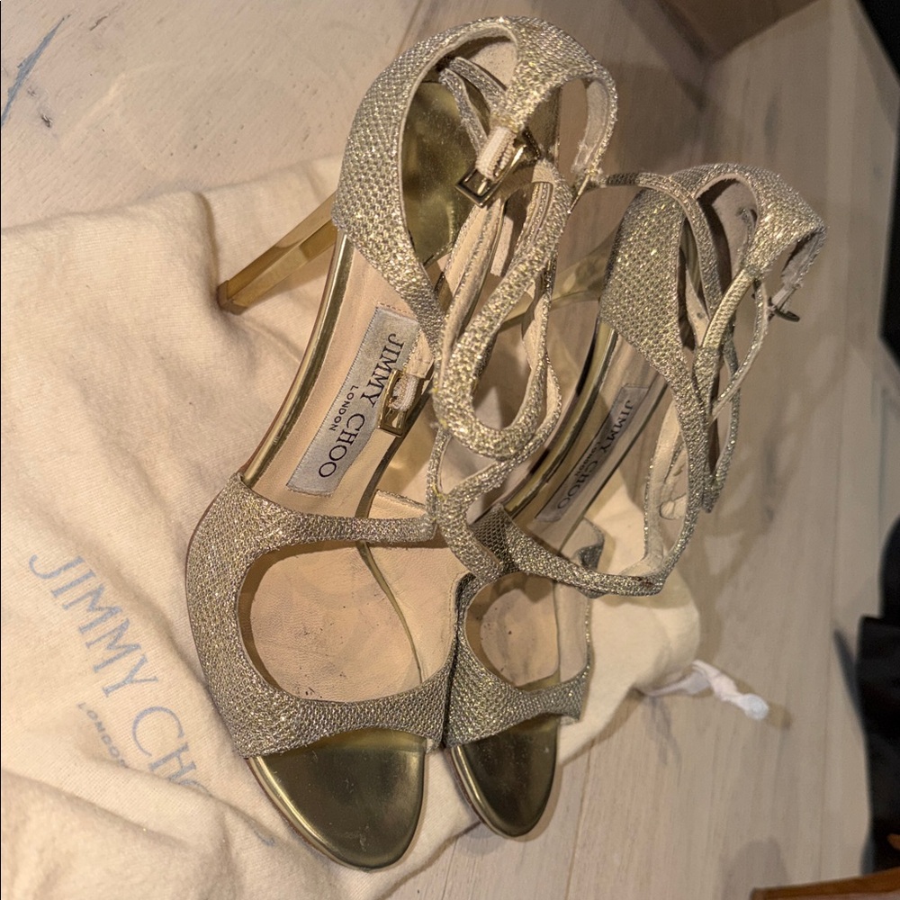 Jimmy Choo Glittering Gold Heels 36.5